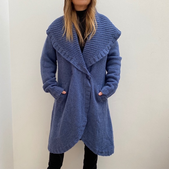 BNWT chunky knit  SweaterCoat w Pockets and convertible shawl collar - Picture 1 of 4